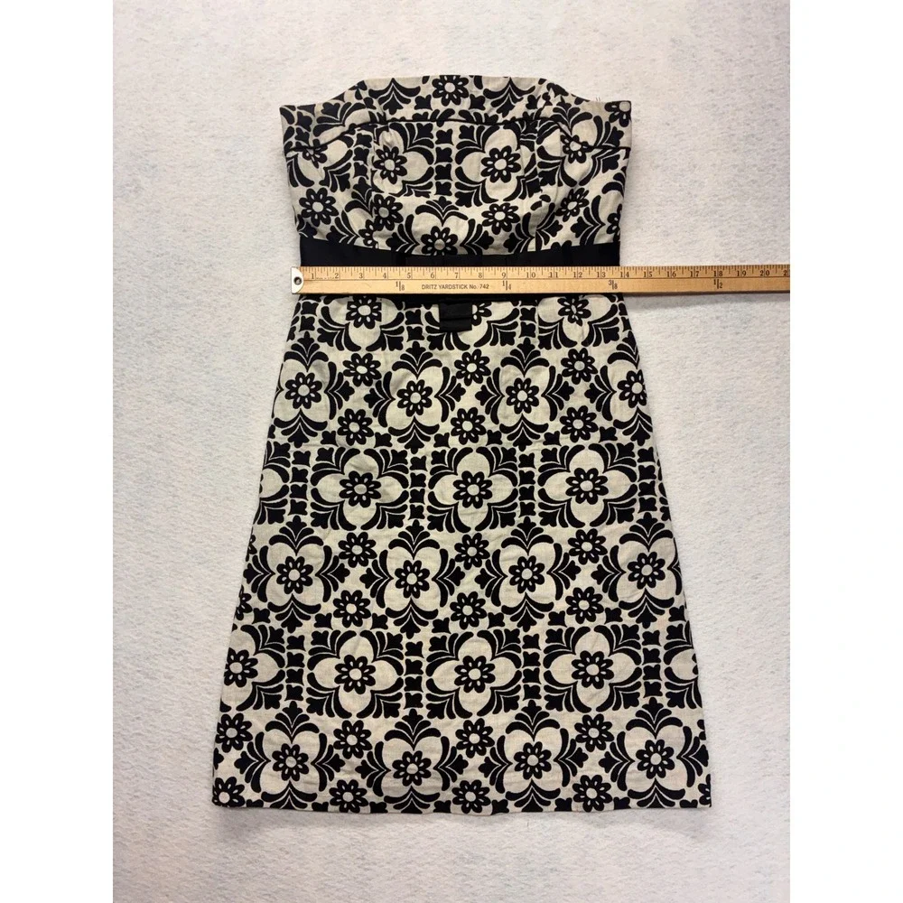 Lilly Pulitzer Modern Strapless Dress Preppy Coquette Floral Bow - 2 Black Cream - Picture 1 of 11